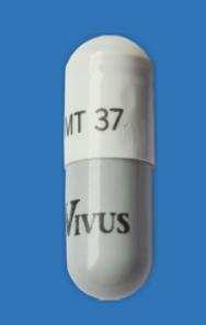 Pill MT 37 VIVUS Gray & White Capsule-shape is Pancreaze