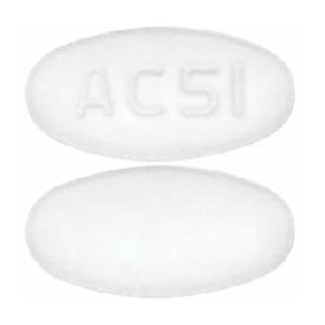 Pill AC51 White Elliptical/Oval is Emtricitabine and Tenofovir Disoproxil Fumarate