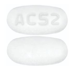 Pill AC52 White Capsule/Oblong is Emtricitabine and Tenofovir Disoproxil Fumarate