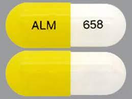 Pill ALM 658 Yellow & White Capsule/Oblong is Loreev XR