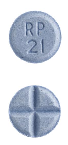 Pill RP 21 Blue Round is Amphetamine and Dextroamphetamine