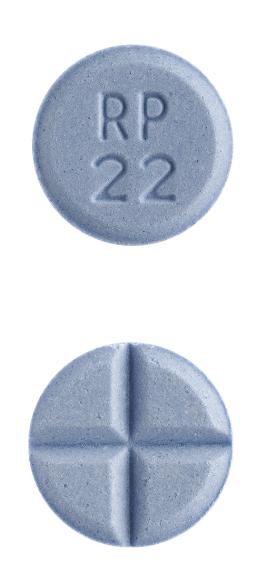 Pill RP 22 Blue Round is Amphetamine and Dextroamphetamine