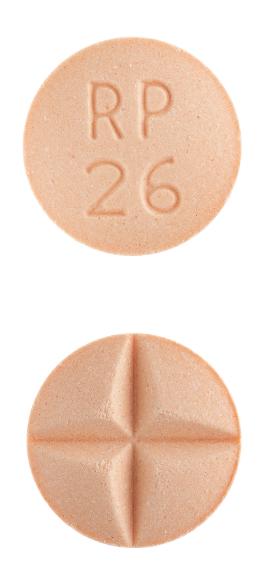 Pill RP 26 Peach Round is Amphetamine and Dextroamphetamine