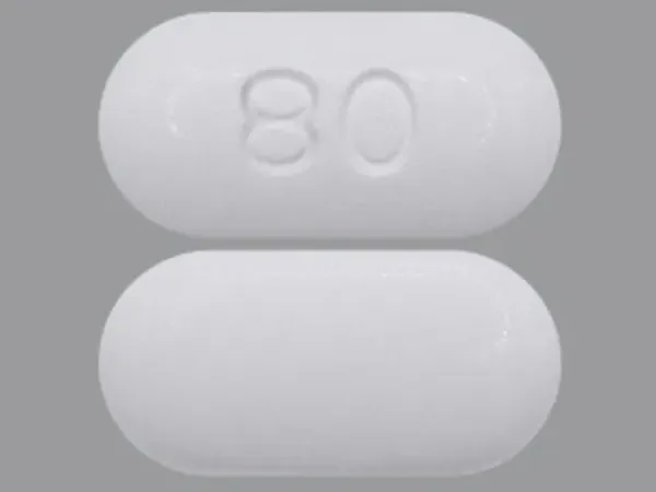 Pill 80 White Capsule/Oblong is Telmisartan