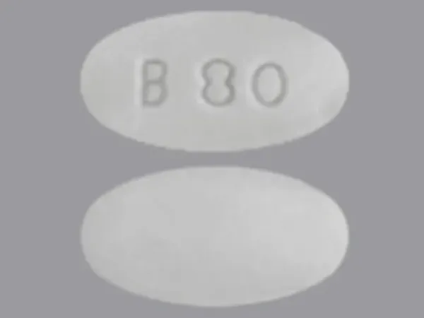 Pill B 80 White Oval is Pravastatin Sodium