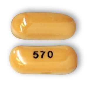 Pill 570 Yellow Capsule-shape is Isotretinoin