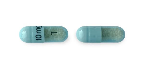 Pill 10 mg T Blue Capsule/Oblong is Amphetamine and Dextroamphetamine Extended Release