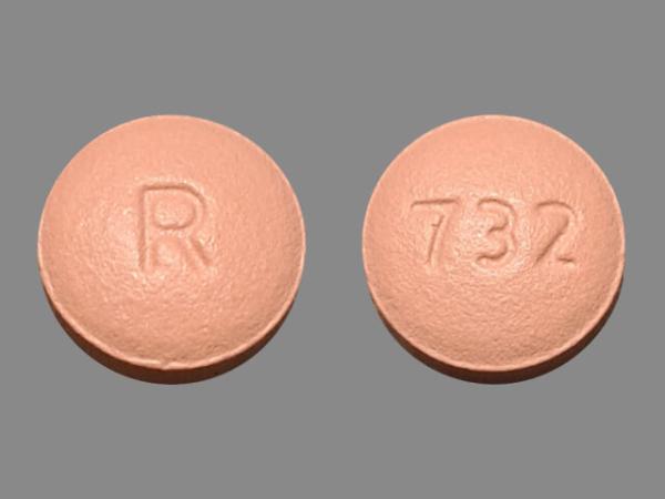 Pill R 732 Pink Round is Valsartan