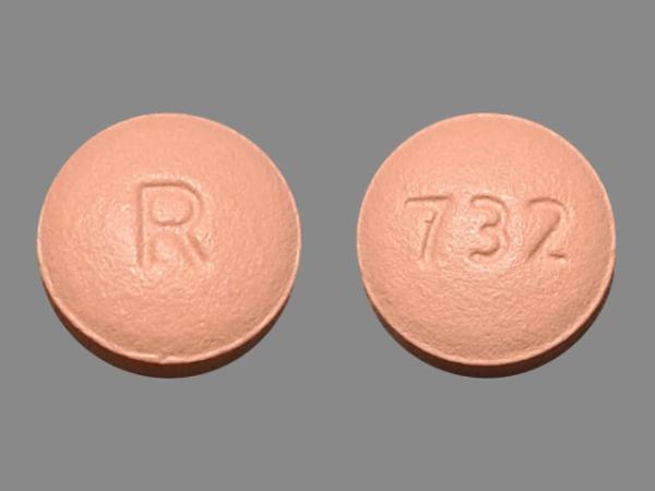 Pill R 732 Pink Round is Valsartan