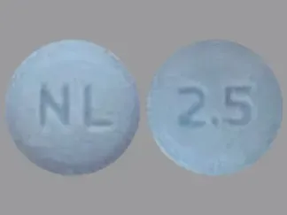 Pill NL 2.5 Blue Round is Nebivolol Hydrochloride