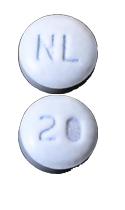 Pill NL 20 Blue Round is Nebivolol Hydrochloride