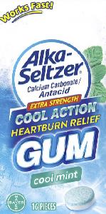 Pill 750 Blue Round is Alka-Seltzer Cool Action Heartburn Relief (Gum)