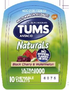 Tums antacid naturals calcium carbonate 1000 mg TUMS N