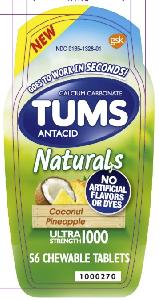 Tums antacid naturals calcium carbonate 1000 mg TUMS N