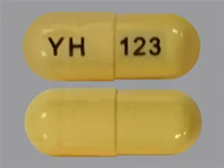 Pill YH 123 Beige Capsule/Oblong is Memantine Hydrochloride Extended-Release