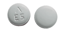 Pill Logo E5 White Round is Diclofenac Potassium