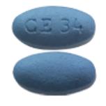 Pill CE 34 Blue Oval is Methenamine Mandelate