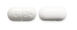 Pill C 34 White Capsule/Oblong is Captopril