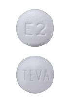 Pill TEVA E2 White Round is Erlotinib Hydrochloride