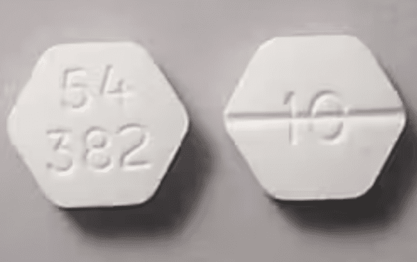 Pill 54 382 10 White Six-sided is Haloperidol