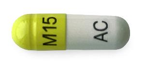 Pill M15 AC Yellow & White Capsule/Oblong is Dexmethylphenidate Hydrochloride Extended-Release