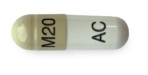 Pill M20 AC Brown & White Capsule-shape is Dexmethylphenidate Hydrochloride Extended-Release