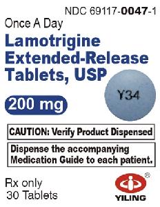 Pill Y34 Blue Round is Lamotrigine Extended-Release