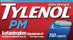 Pill TY PM is Tylenol PM Extra Strength acetaminophen 500 mg / diphenhydramine hydrochloride 25 mg