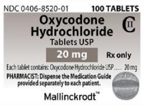 Oxycodone hydrochloride 20 mg M 20