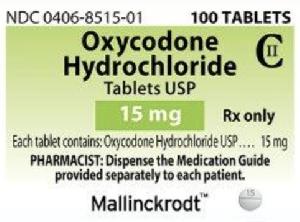 Pill M 15 Green Round is Oxycodone Hydrochloride