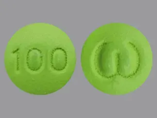 Pill w 100 Green Round is Chlorpromazine Hydrochloride