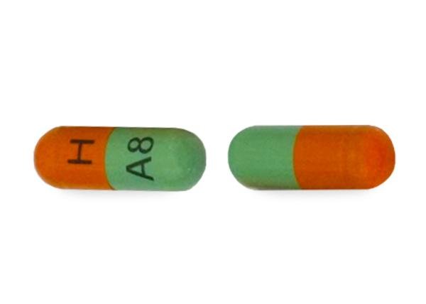 Pill H A8 Green & Orange Capsule/Oblong is Atazanavir Sulfate