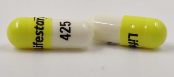 Pill Lifestar 425 Yellow & White Capsule/Oblong is Doxepin Hydrochloride
