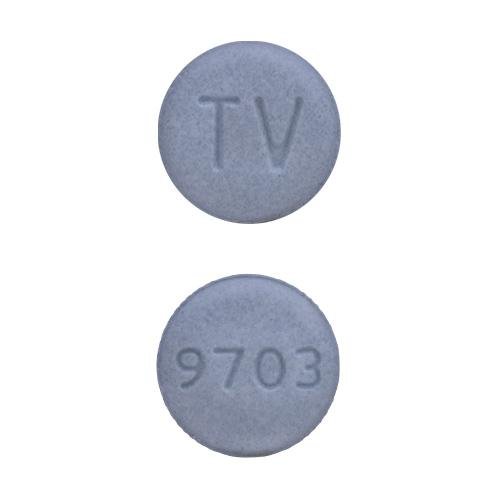 Pill TV 9703 Blue Round is Carbidopa and Levodopa