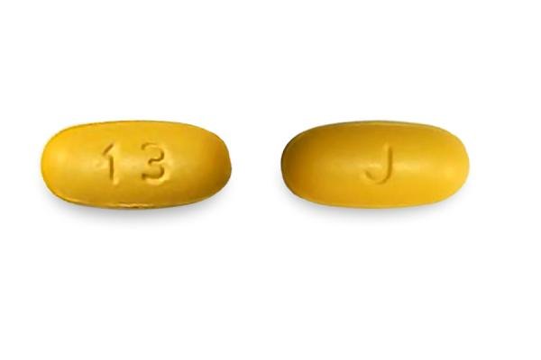 Pill J 13 Yellow Oval is Lacosamide