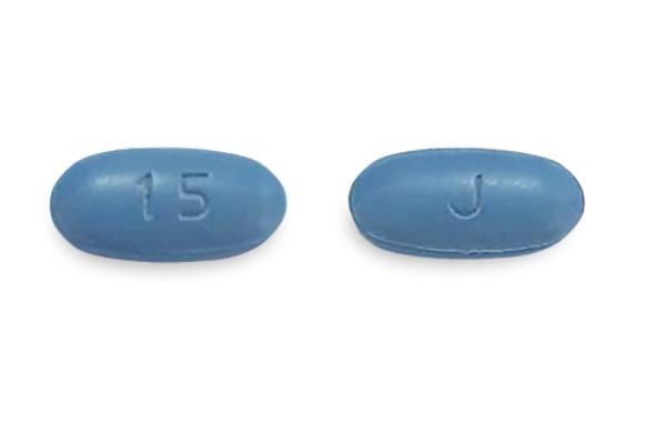Pill J 15 Blue Oval is Lacosamide