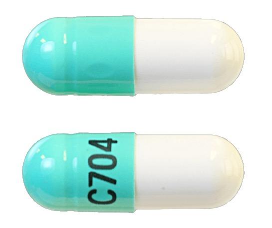 Pill C704 Green & White Capsule/Oblong is Doxepin Hydrochloride