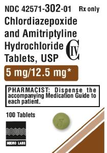 Amitriptyline hydrochloride and chlordiazepoxide 12.5 mg / 5 mg CA 1