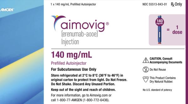 Aimovig 140 mg/mL single-dose prefilled autoinjector medicine