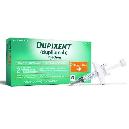 Pill medicine is Dupixent 200 mg/1.14 mL single-dose prefilled syringe