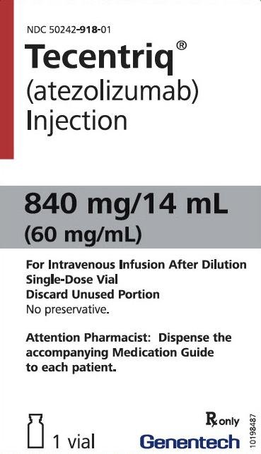 Tecentriq (atezolizumab) 840 mg/14 mL solution for intravenous infusion