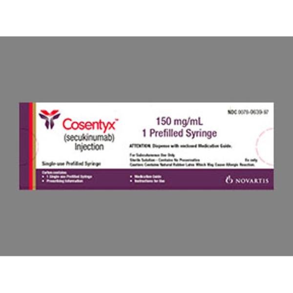 Cosentyx 150 mg/mL single-dose prefilled syringe (medicine)