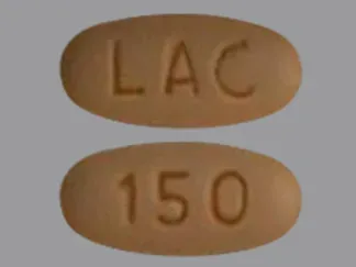 Pill LAC 150 Peach Oval is Lacosamide