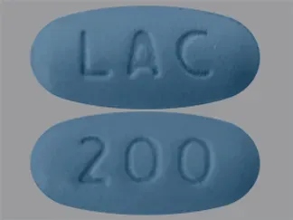 Pill LAC 200 Blue Oval is Lacosamide