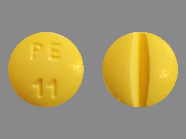 Pill PE 11 Yellow Round is Prednisone
