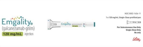 Emgality 120 mg/mL single-dose prefilled pen medicine