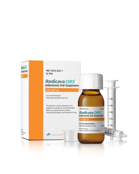 Pill medicine is Radicava ORS 105 mg/5 mL oral suspension