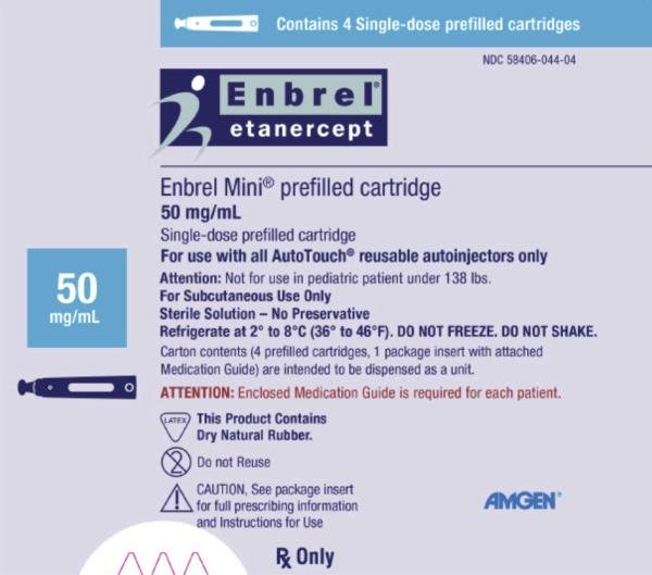 Enbrel 50 mg/mL single-dose prefilled cartridge for use with the AutoTouch reusable autoinjector medicine