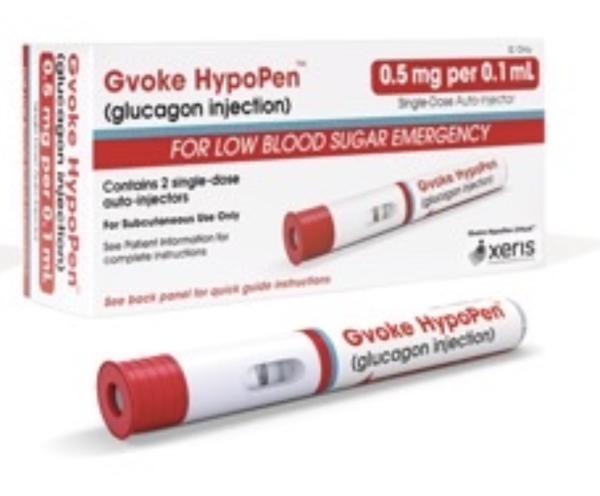 Gvoke (glucagon) 0.5 mg per 0.1 mL single-dose auto-injector (HypoPen)