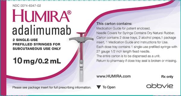 Humira 10 mg/0.2 mL in a single-dose prefilled glass syringe medicine